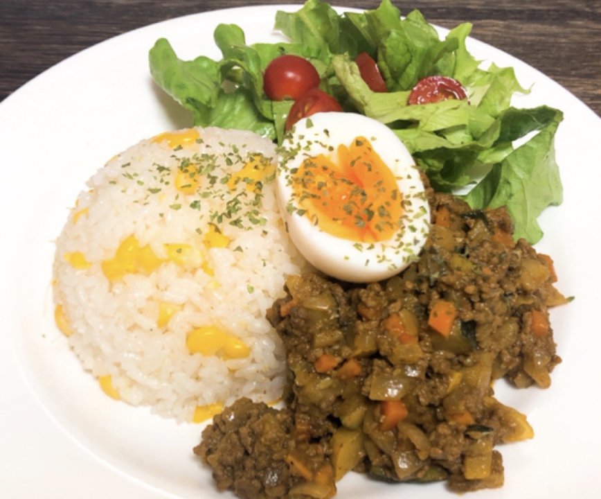 とうもろこしごはん＆夏野菜のドライカレー