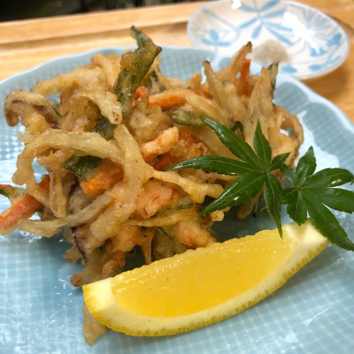 新玉ねぎと甘エビのかきあげ