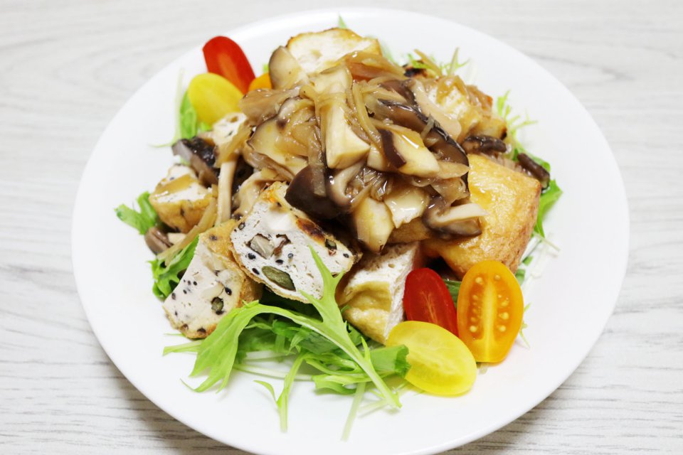焼き厚揚げのきのこあん