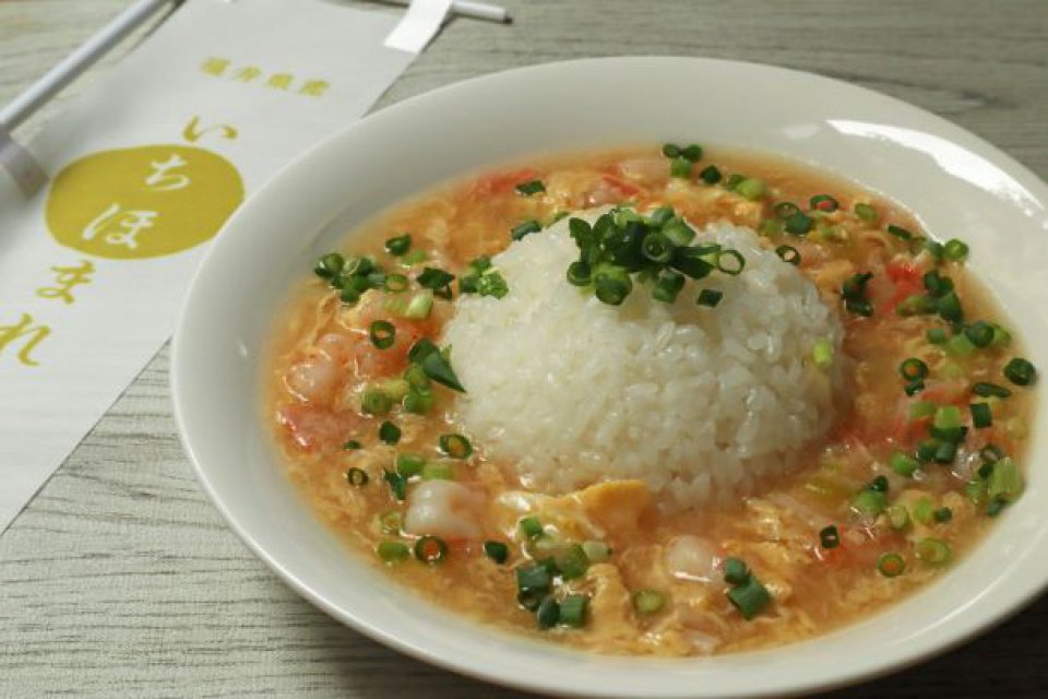 【いちほまれレシピ】　えび玉あんかけごはん