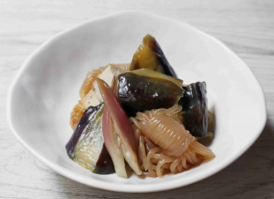 なすと厚揚げのみょうが煮