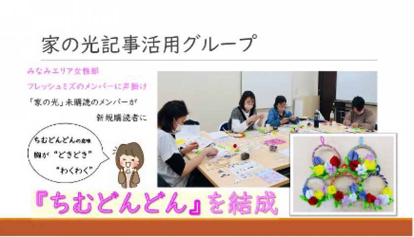 応募スライド紹介「記事活用グループの活動の様子」
