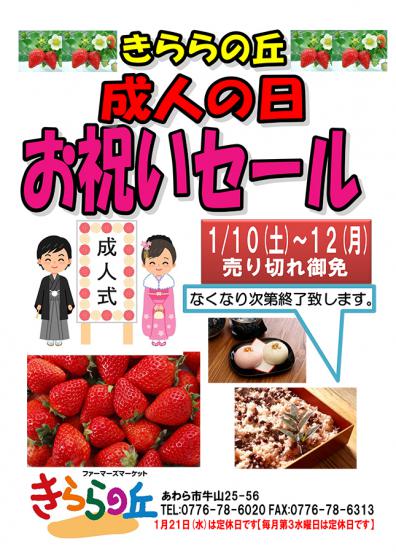 きららの丘成人の日セール